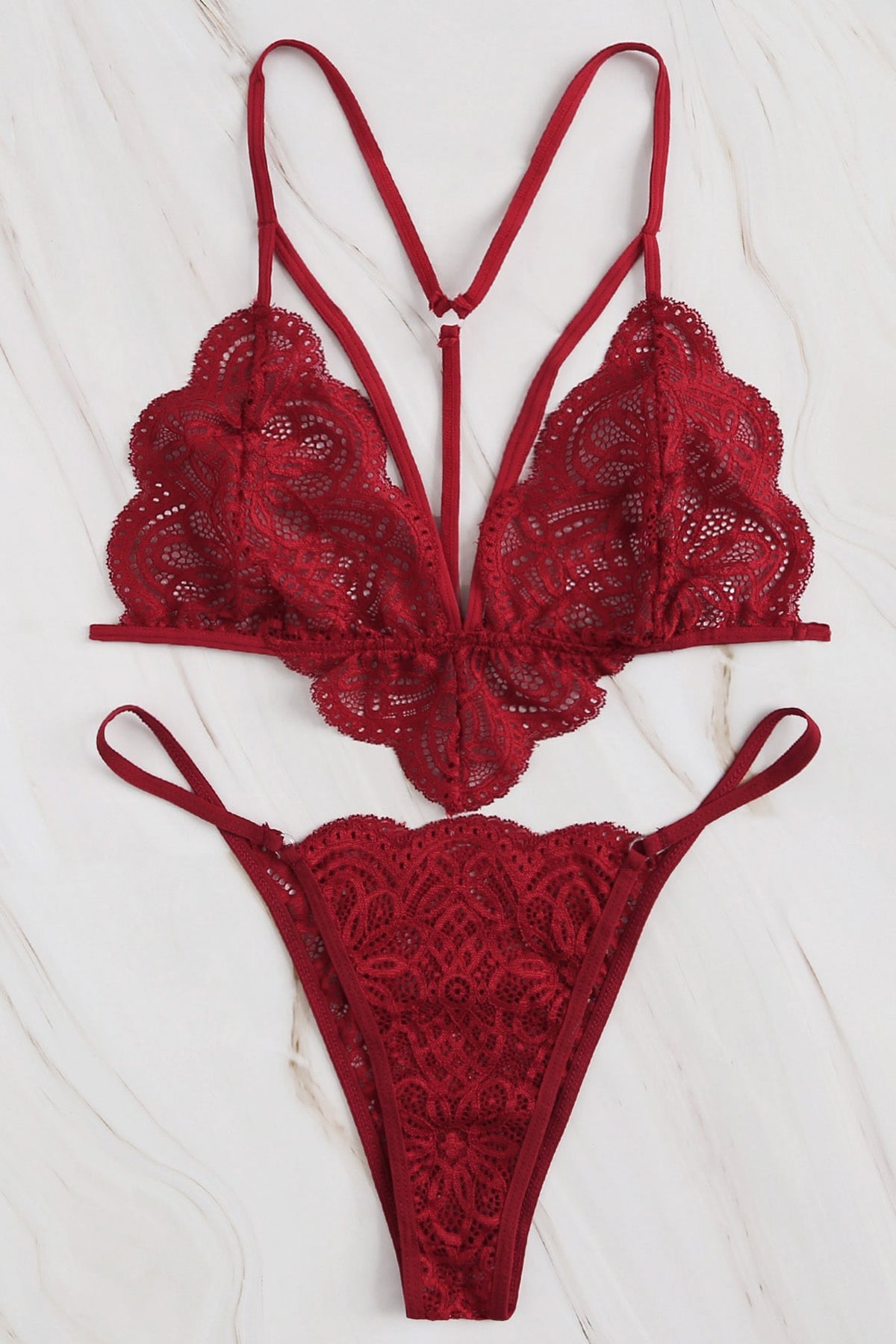 Kadın Bordo Özel Seksi Sütyen Külot Takımı - görsel 3