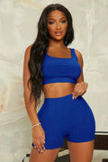 Kadın Mavi Şortlu Crop Top Gecelik Takım - görsel 1