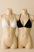 Kadın Siyah ve Beyaz Minimal Kesim Üçgen Bikini Üstü - görsel 1