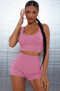 Kadın Pembe Şortlu Crop Top Gecelik Takım - görsel 1