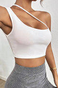 Kadın Beyaz Tek Omuzlu Çapraz Askılı Crop Top Büstiyer - görsel 1