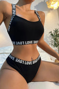 Kadın Siyah Çapraz Sırt Ve Love Yazı Detaylı Iç Çamaşır Takımı - görsel 1