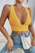 Kadın Sarı Çapraz Sırt Detaylı Şık Crop Top Büstiyer - görsel 1