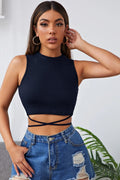 Kadın Lacivert Çapraz Bağlamalı Crop Top Büstiyer - görsel 1