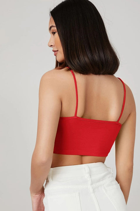 Kadın Kırmızı Ip Askılı Crop Top Büstiyer - görsel 4
