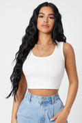 Kadın Beyaz Kare Yaka Crop Top Bluz - görsel 1
