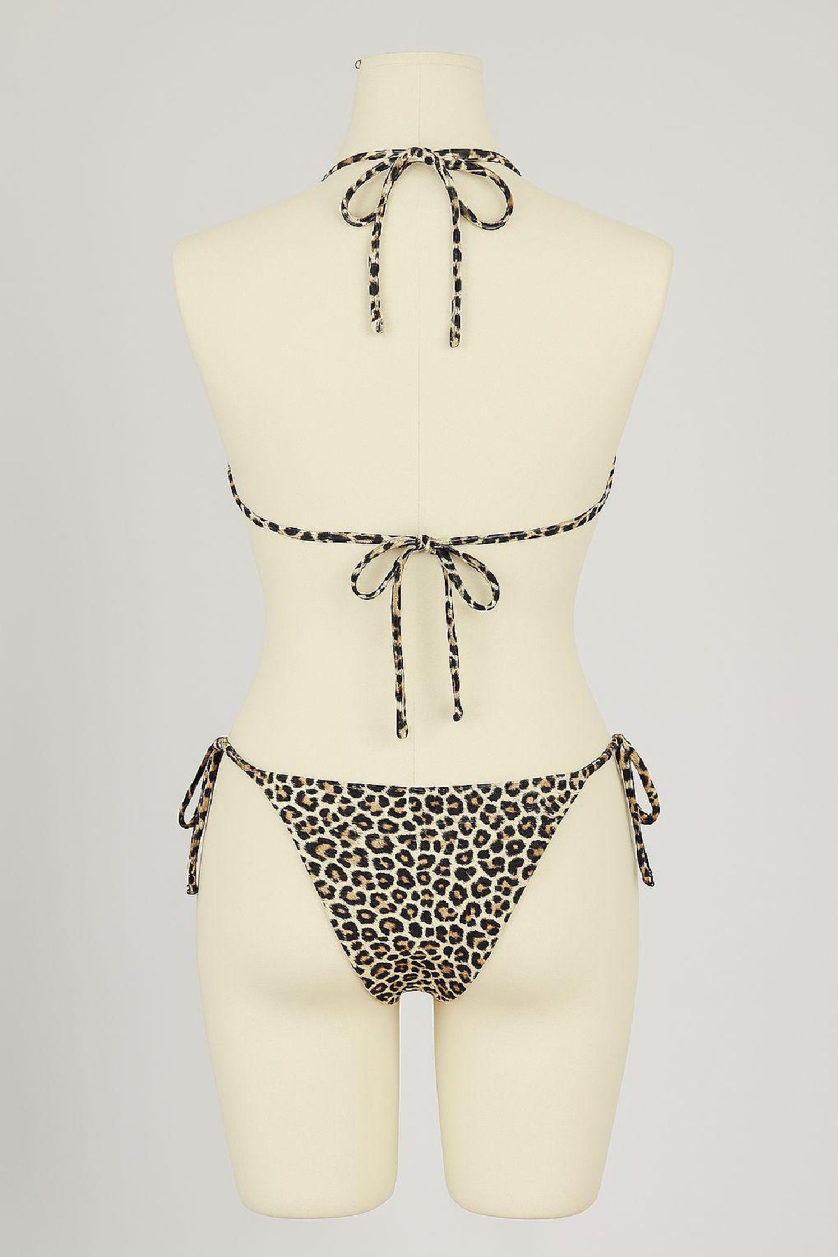 Kadın Siyah ve Leopar Detaylı Yandan Bağlamalı Bikini Takımı - görsel 2