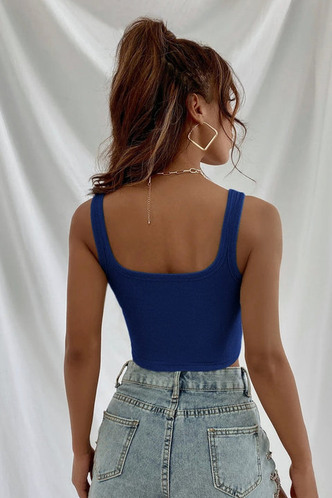 Kadın Lacivert Kalın Askılı Crop Top Büstiyer - görsel 2