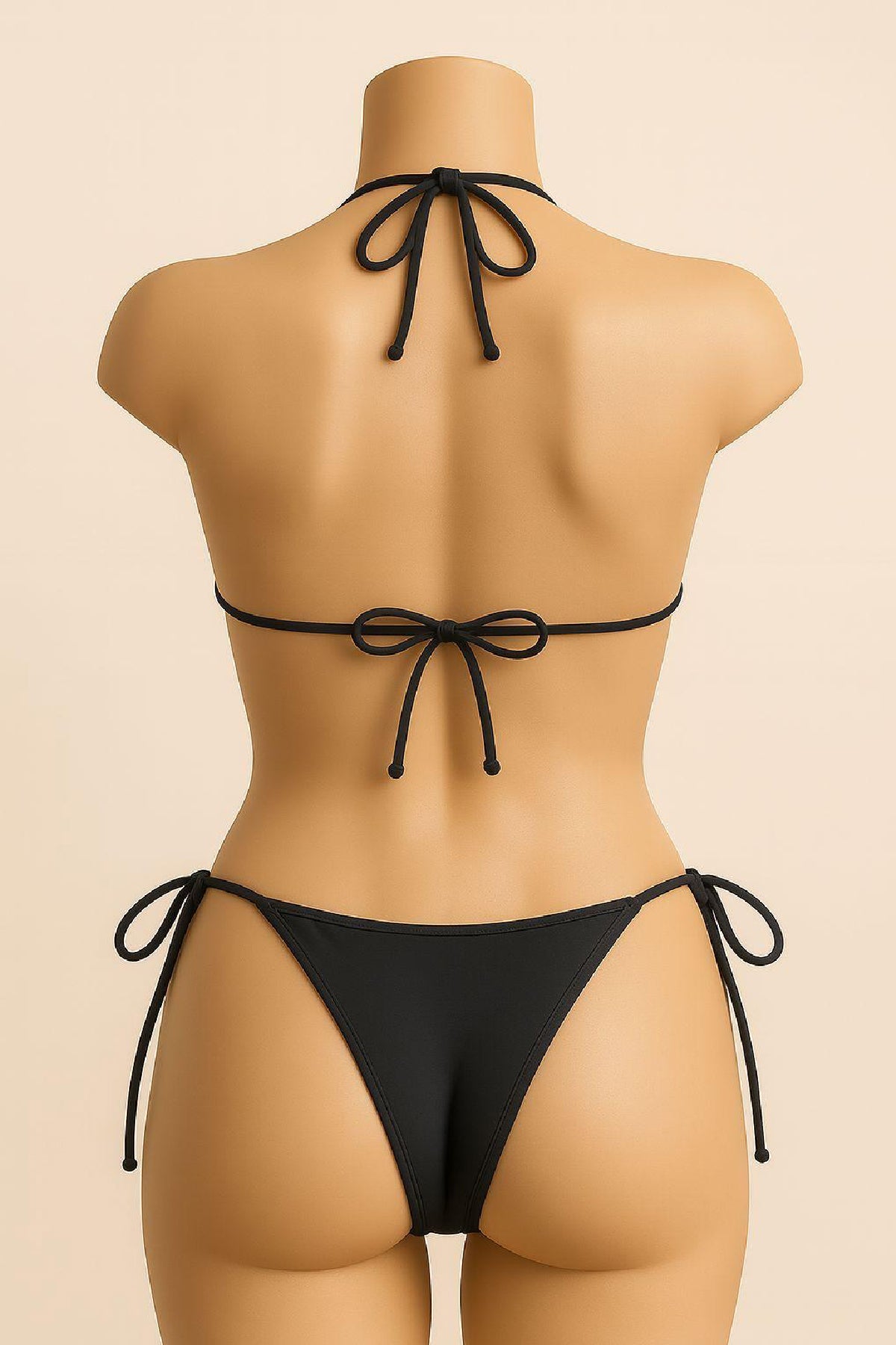 Kadın Siyah Yandan ve Boyundan Bağlamalı Bikini Mayo Takımı - görsel 3