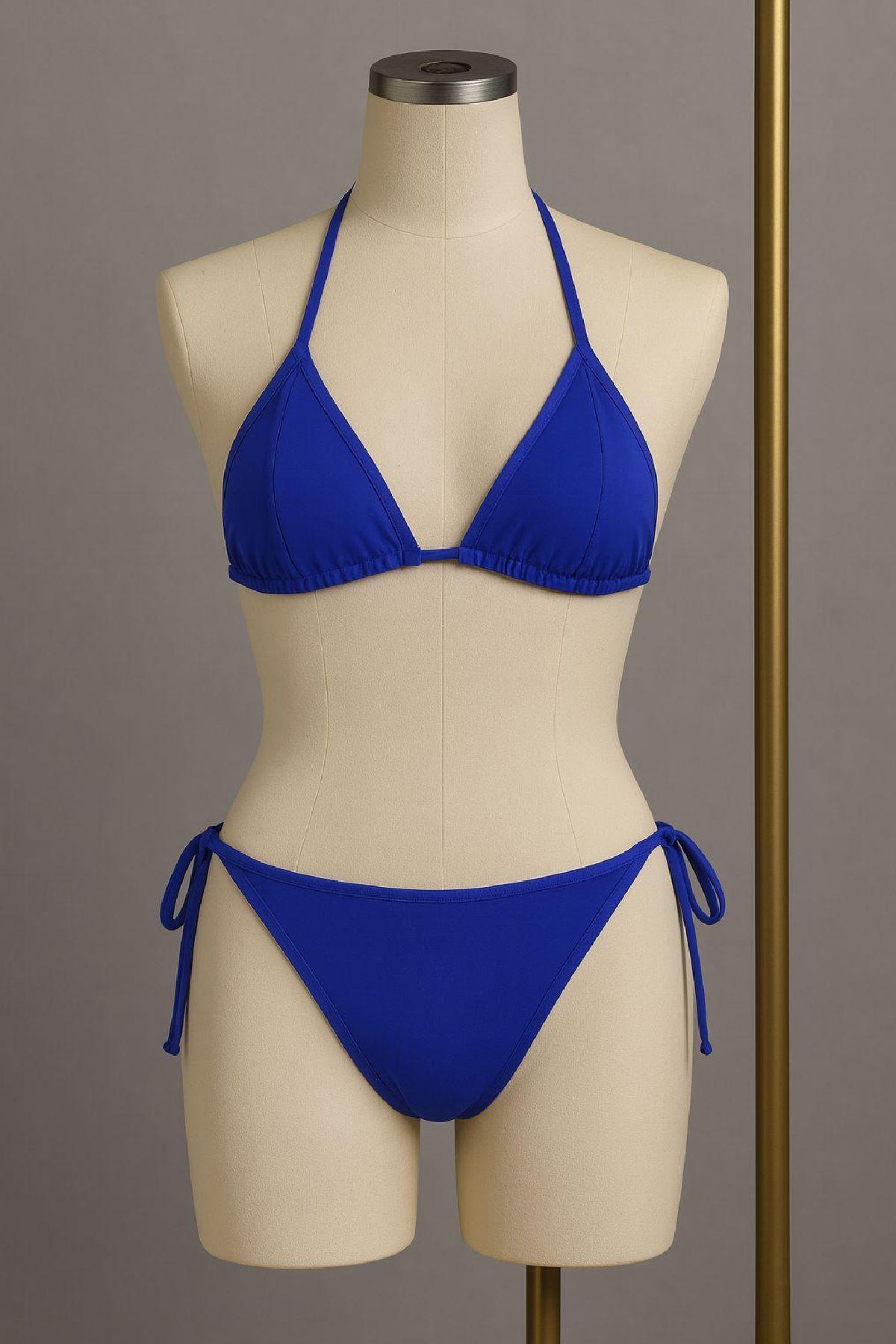 Kadın Mavi Yandan ve Boyundan Bağlamalı Bikini Mayo Takımı - görsel 2