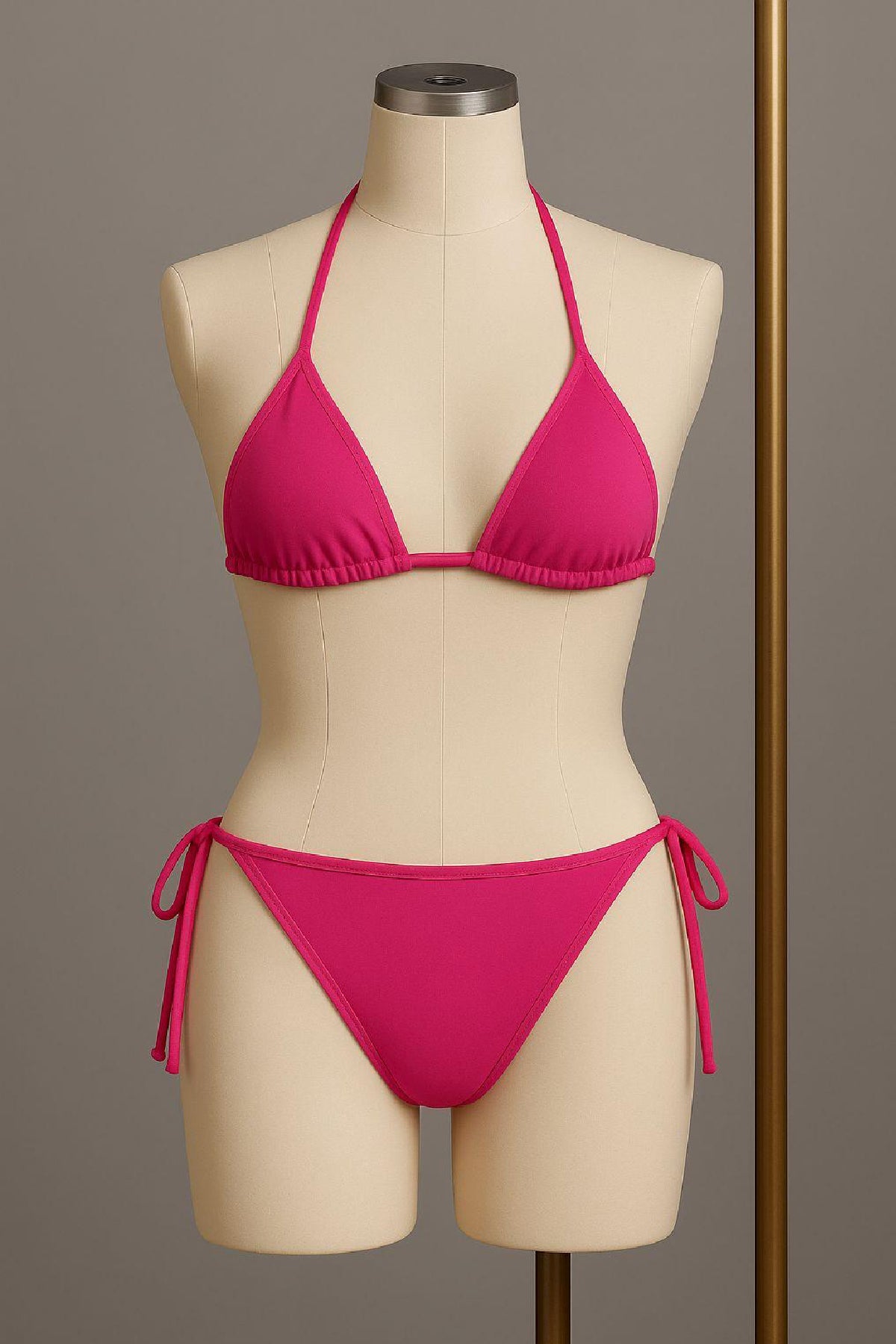 Kadın Fuşya Yandan Bağlamalı Bikini Mayo Takımı - görsel 2