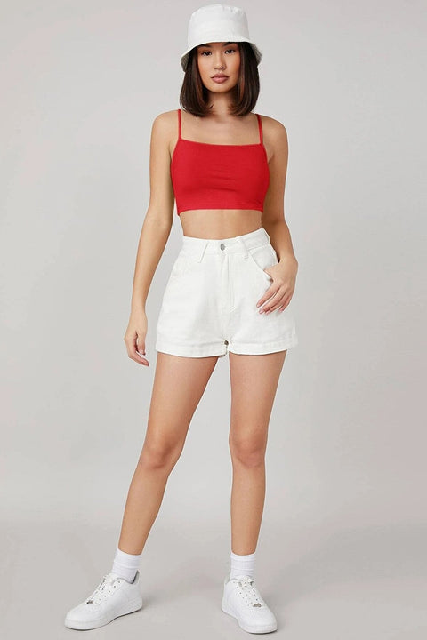 Kadın Kırmızı Ip Askılı Crop Top Büstiyer - görsel 1