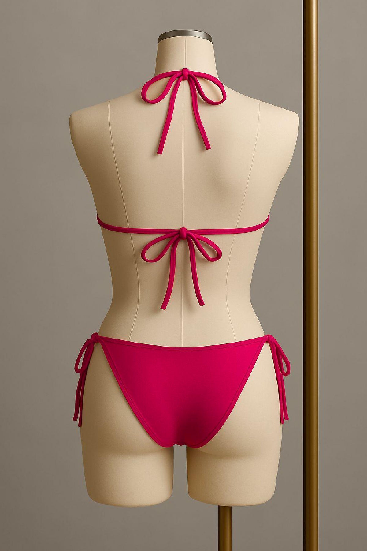 Kadın Fuşya Yandan Bağlamalı Bikini Mayo Takımı - görsel 3