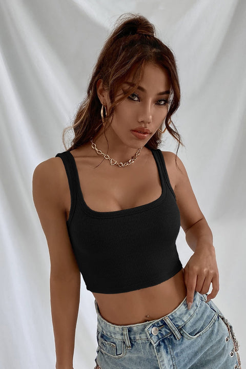 Kadın Siyah Kalın Askılı Crop Top Büstiyer - görsel 1