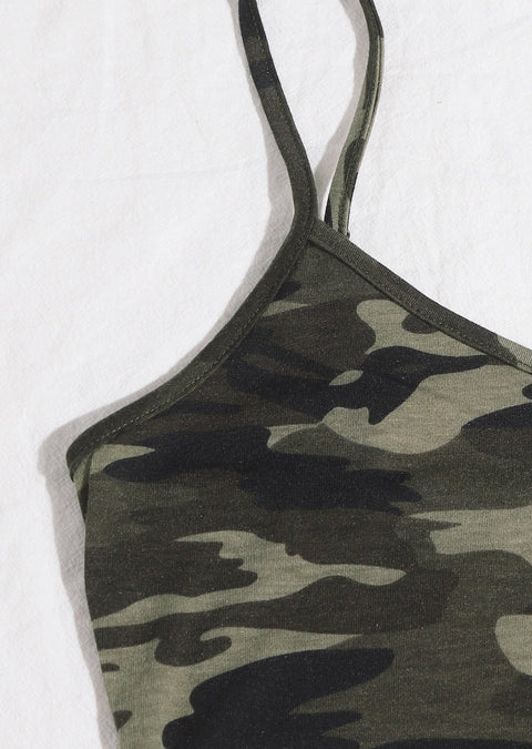 Kadın Kamuflaj Desenli Askılı Crop Top ve Şortlu Gecelik Takım - görsel 4
