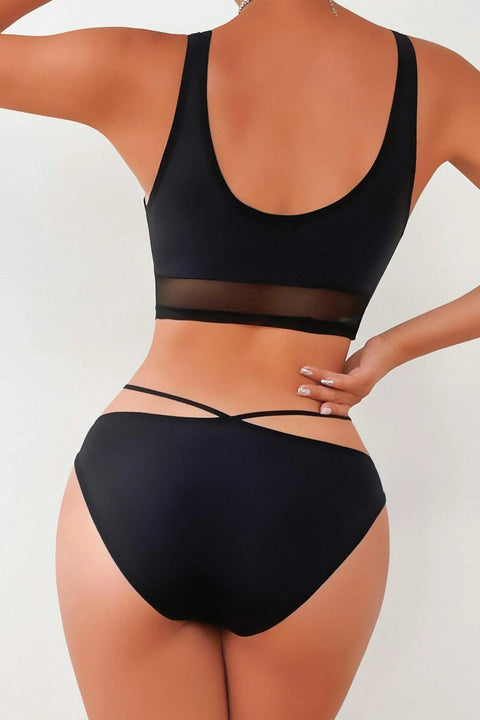 Kadın Siyah Çapraz Ip Detaylı Şık Bikini Takımı - görsel 6
