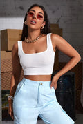 Kadın Beyaz Kalın Askılı Crop Top Büstiyer - görsel 1