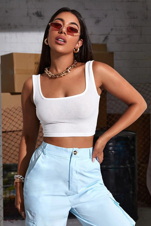 Kadın Beyaz Kalın Askılı Crop Top Büstiyer - görsel 1