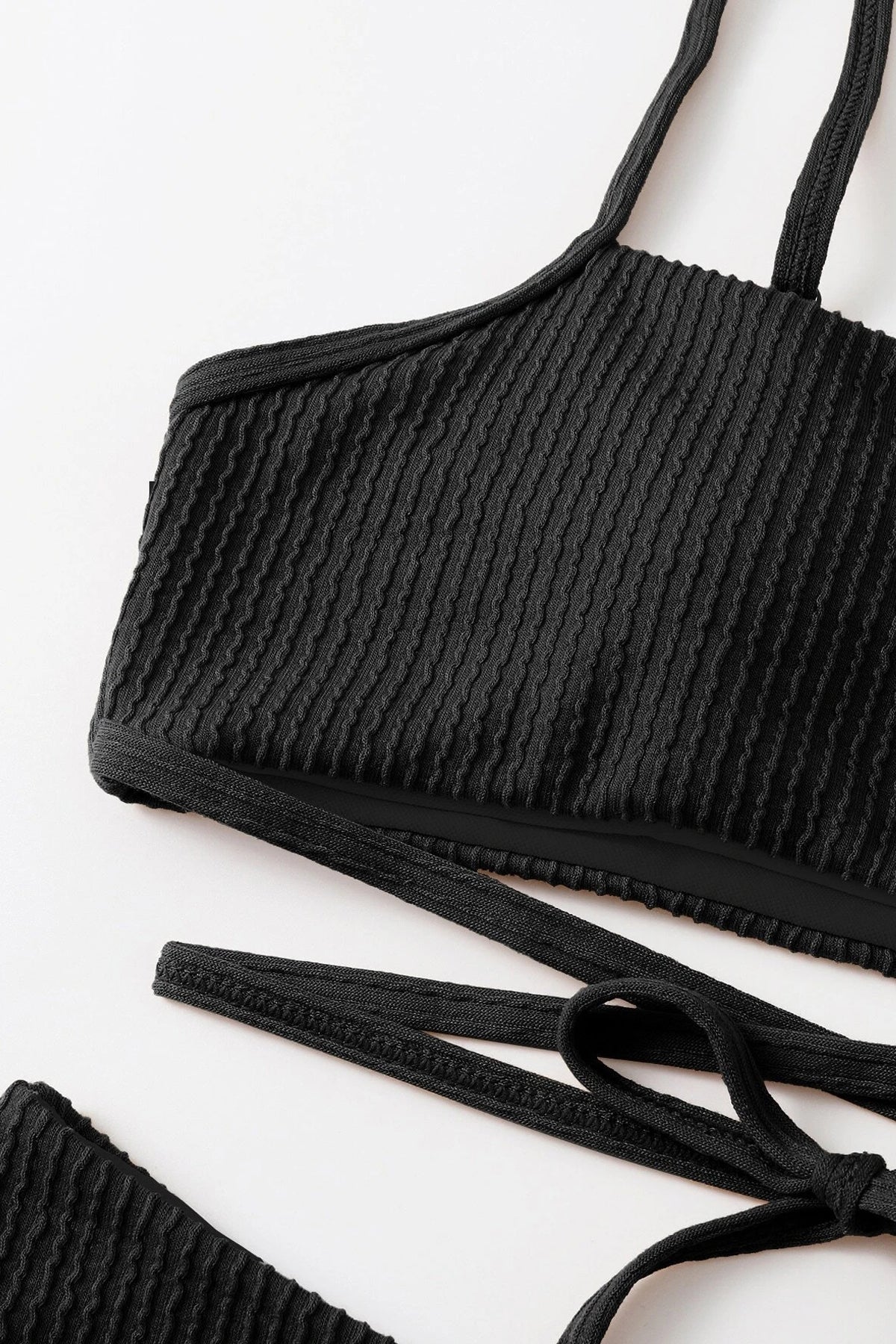 Kadın Siyah Çapraz Bağlama Detaylı Yüksek Bel Bikini Takımı - görsel 7