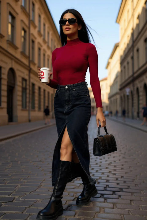 Kadın Bordo Kolsuz Balıkçı Yaka Basic Bluz - görsel 8