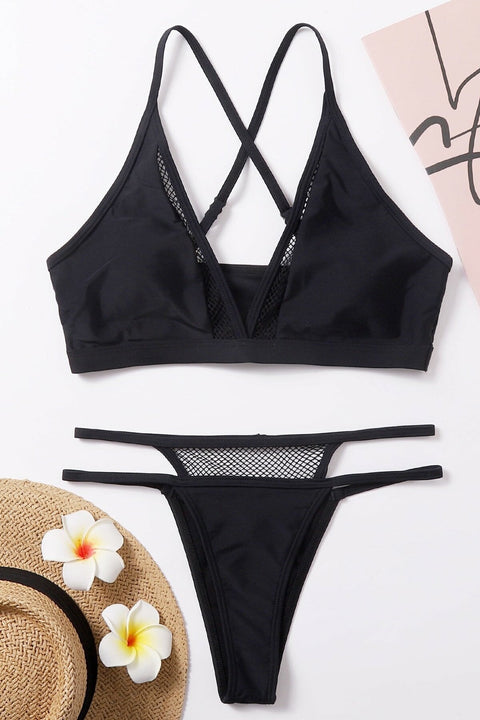 Kadın Siyah File Detaylı Özel Bikini Takımı - görsel 4