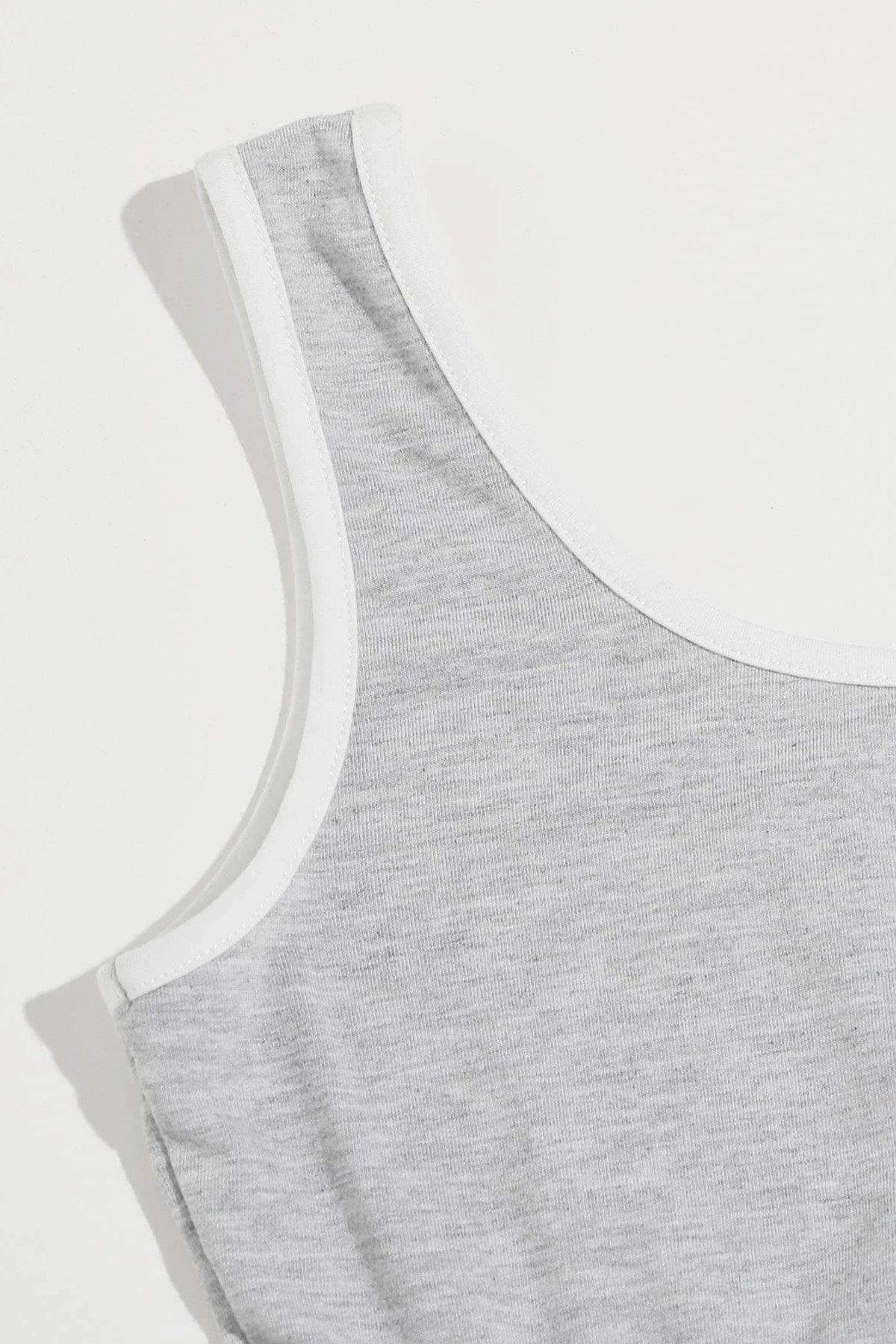 Kadın Gri Askılı Crop Top ve Şortlu Gecelik Takım - görsel 4