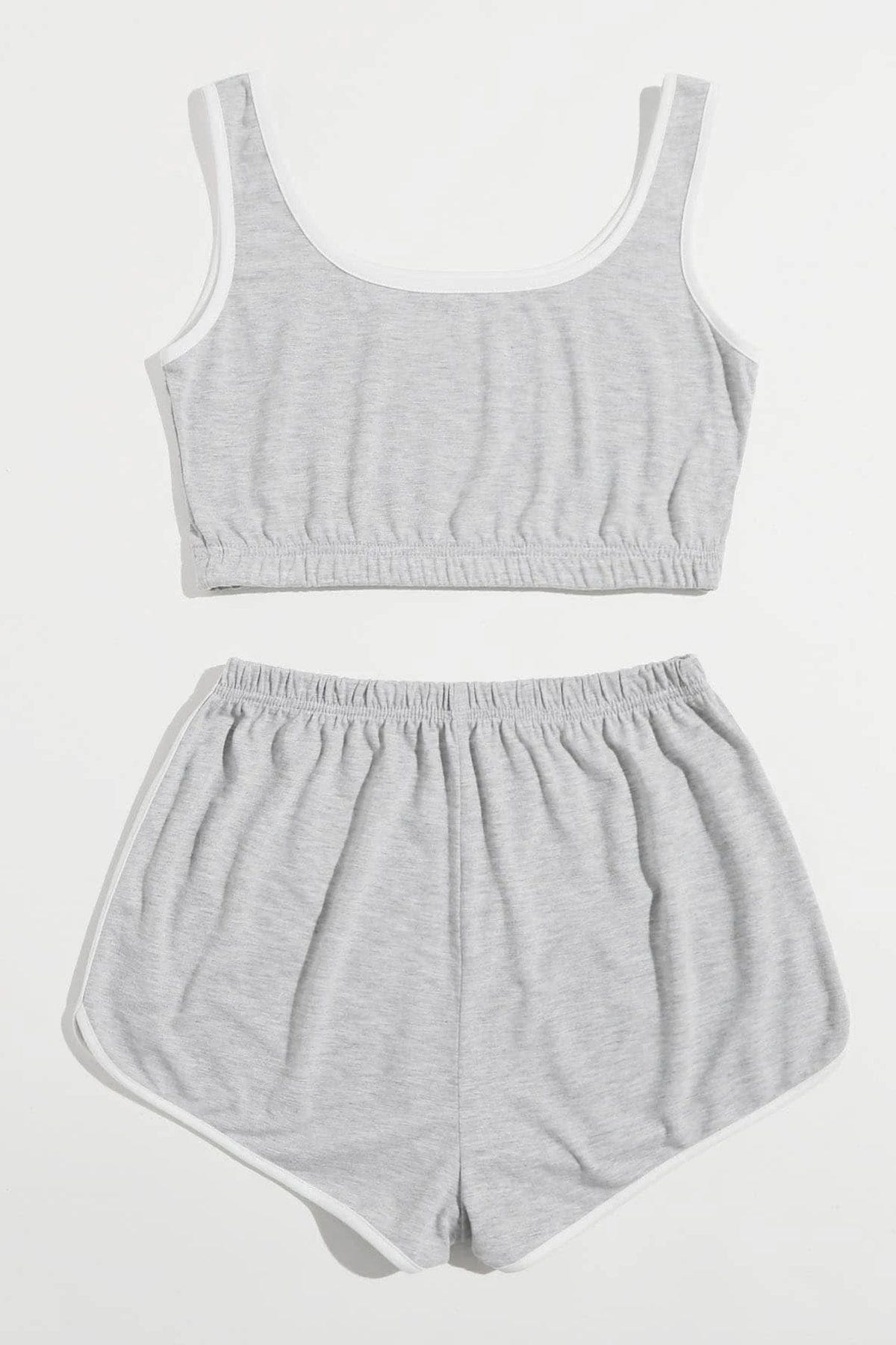 Kadın Gri Askılı Crop Top ve Şortlu Gecelik Takım - görsel 2