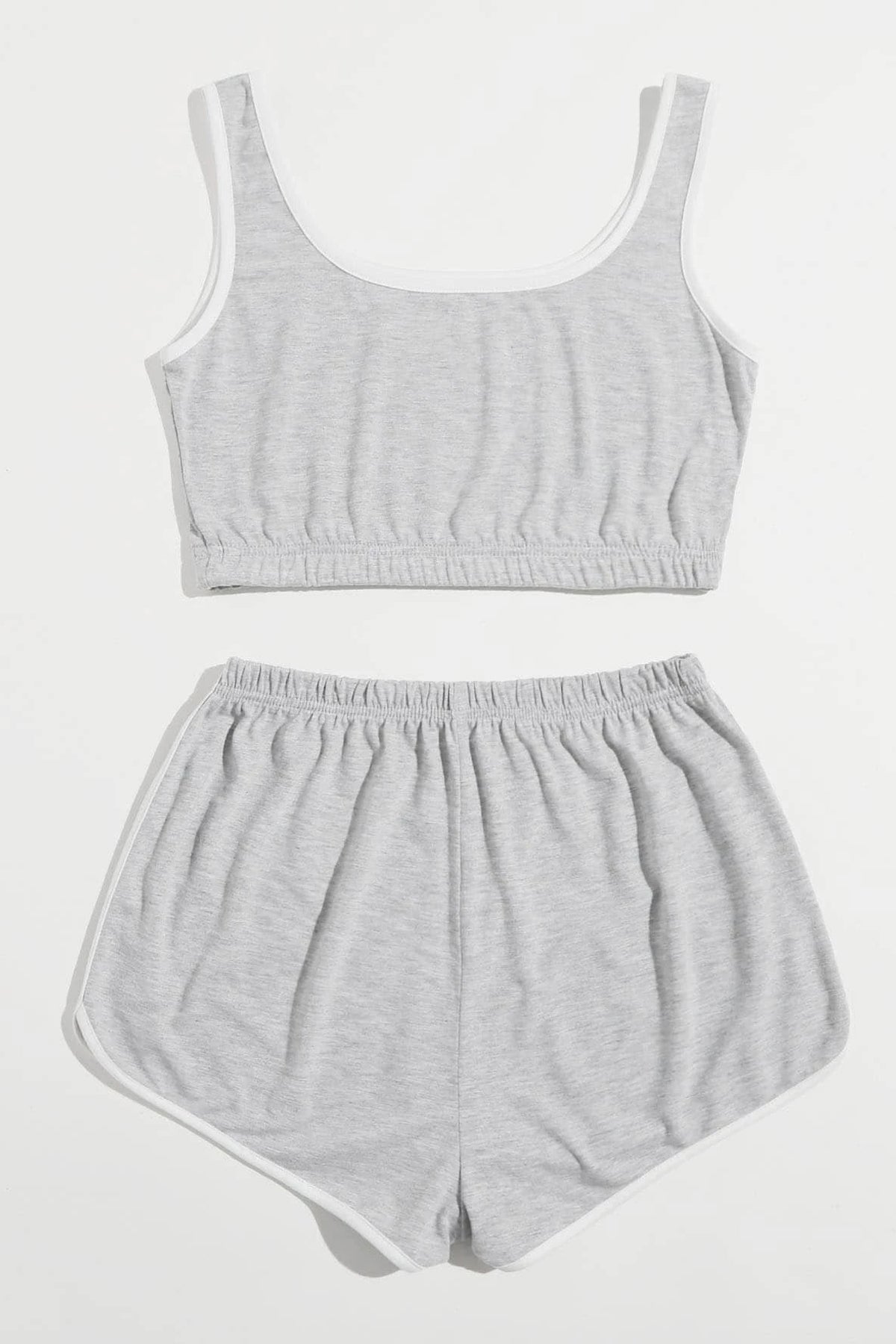 Kadın Gri Askılı Crop Top ve Şortlu Gecelik Takım - görsel 2
