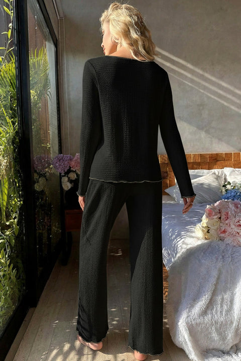 Premium Kadın Fitilli Pijama Takımı – Siyah Gold Biye Detaylı, Yumuşak Dokulu Ev Şıklığı - görsel 9