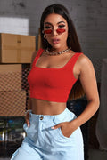 Kadın Kırmızı Kalın Askılı Crop Top Büstiyer - görsel 1
