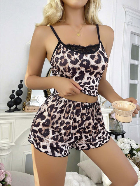 Leopar Desenli Şortlu Gecelik Pijama Takımı 5048 - görsel 1