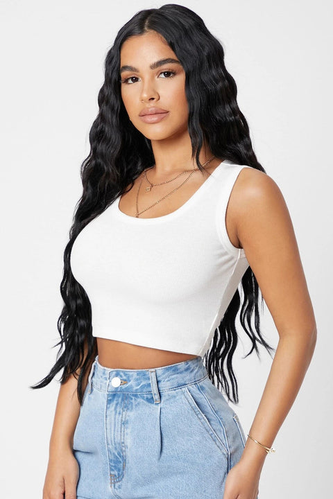 Kadın Beyaz Kare Yaka Crop Top Bluz - görsel 5