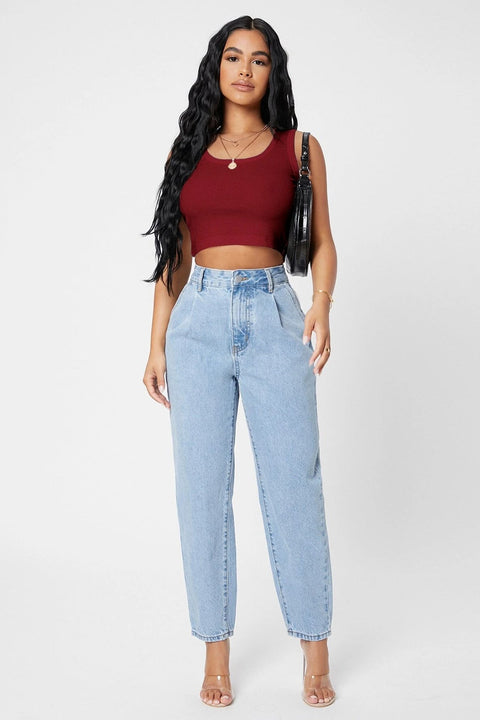 Kadın Bordo Kare Yaka Crop Top Bluz - görsel 3