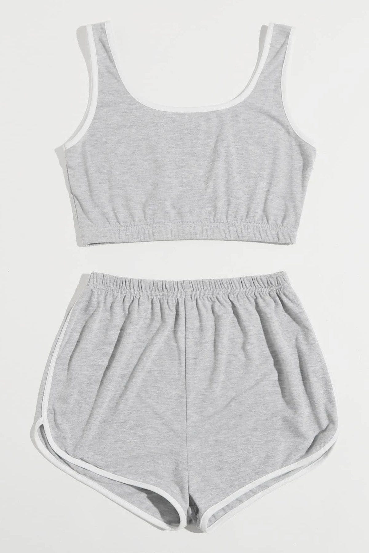 Kadın Gri Askılı Crop Top ve Şortlu Gecelik Takım - görsel 3
