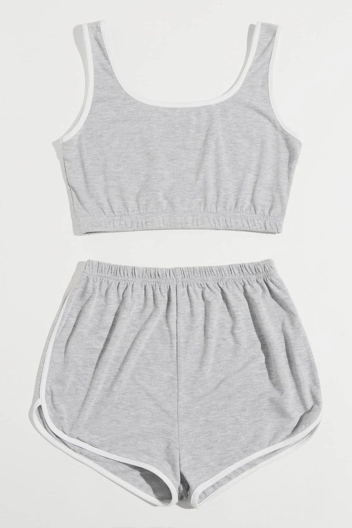 Kadın Gri Askılı Crop Top ve Şortlu Gecelik Takım - görsel 3