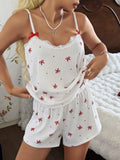 Kadın Ekru İnce Askılı Şortlu Pijama Takımı 5244 - görsel 1