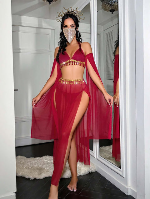 Kadın Fantazi Kırmızı Özel Tasarım Harem Fantezi Kostüm 2271 - görsel 2