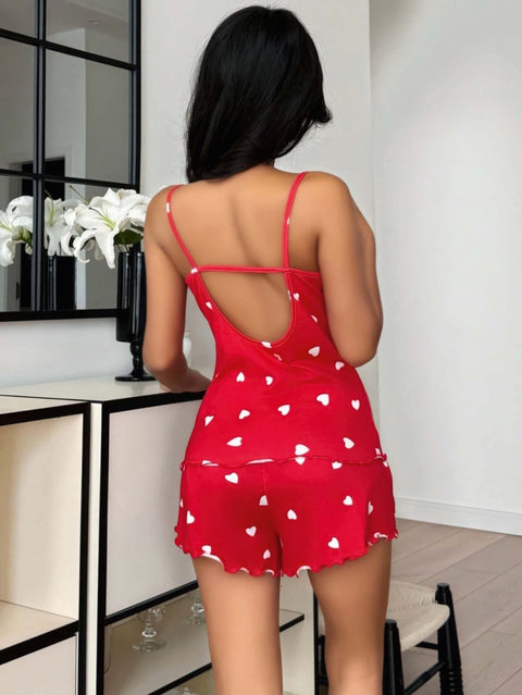 Kadın Kalp Desenli Şortlu Pijama Takım 5178 - görsel 2