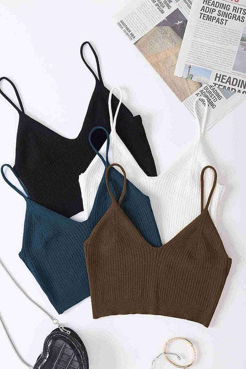 Angelsin 4 lü Paket Askılı Bluz Crop Çok Renkli - görsel 1