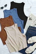 Merry See 4'lü Paket 4 Renk Takım Kadın Kolsuz Örme Kumaş Bluz Crop Çok Renkli - görsel 1