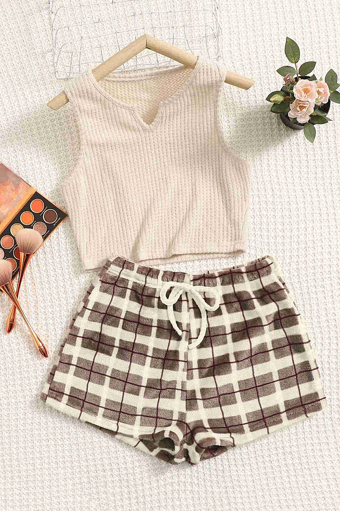 Merry See Altı Peluş Polar Üstü Örme Kolsuz Pijama Takımı Çok Renkli - görsel 5