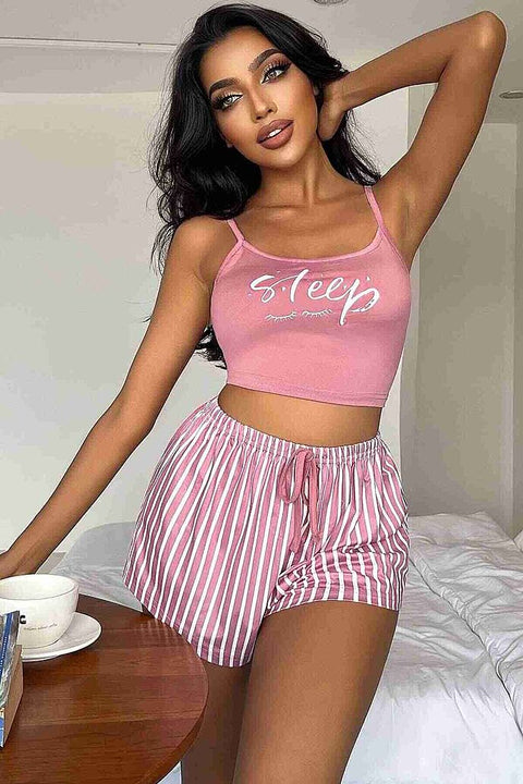 Merry See Askılı Sleep Basklı Sortlu Pijama Takımı Çok Renkli - görsel 3