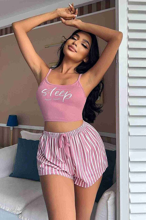 Merry See Askılı Sleep Basklı Sortlu Pijama Takımı Çok Renkli - görsel 4