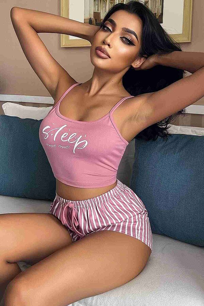 Merry See Askılı Sleep Basklı Sortlu Pijama Takımı Çok Renkli - görsel 5