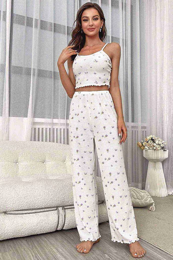 Merry See Baskılı Askılı Pijama Takımı BASKI MOR ÇİÇEKLİ MS4086 - görsel 3