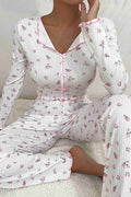 Merry See Baskılı Özel Kumaş Pijama Takımı Beyaz - görsel 1