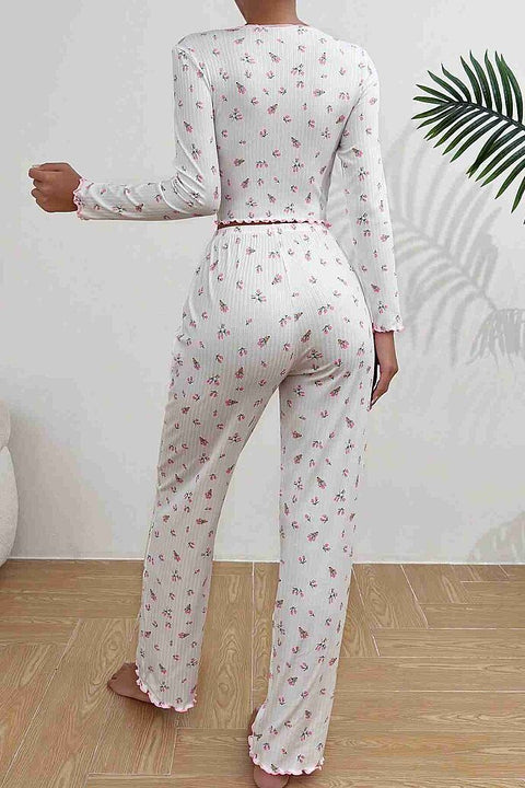 Merry See Baskılı Özel Kumaş Pijama Takımı Beyaz - görsel 3