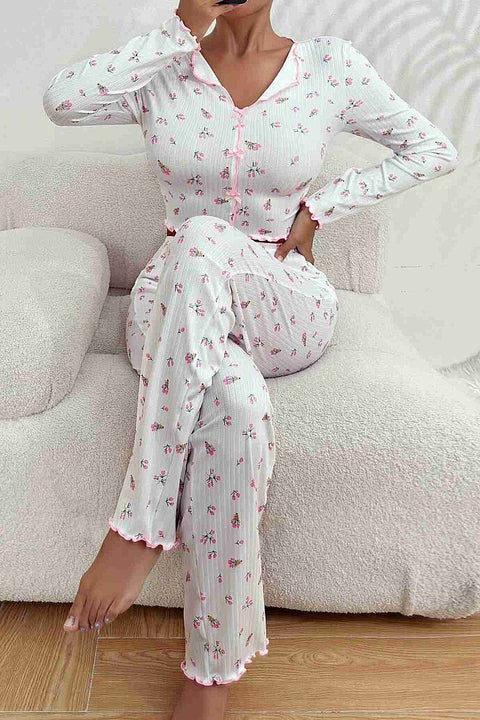 Merry See Baskılı Özel Kumaş Pijama Takımı Beyaz - görsel 4