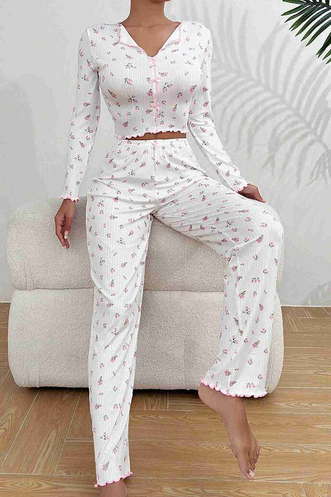 Merry See Baskılı Özel Kumaş Pijama Takımı Beyaz - görsel 5
