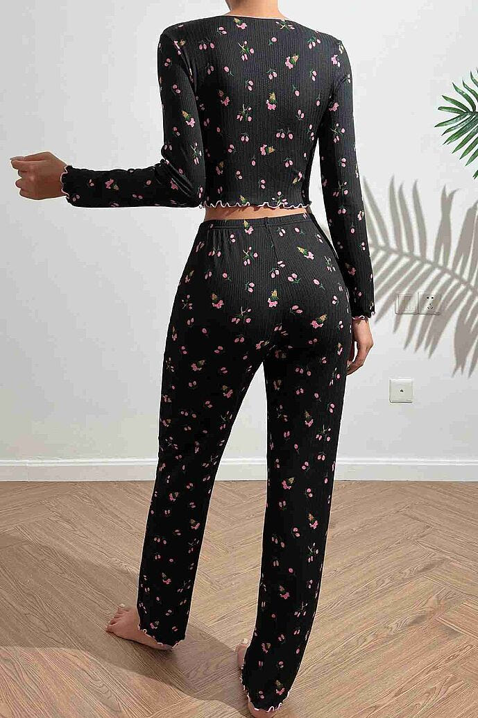 Merry See Baskılı Özel Kumaş Pijama Takımı Siyah - görsel 2